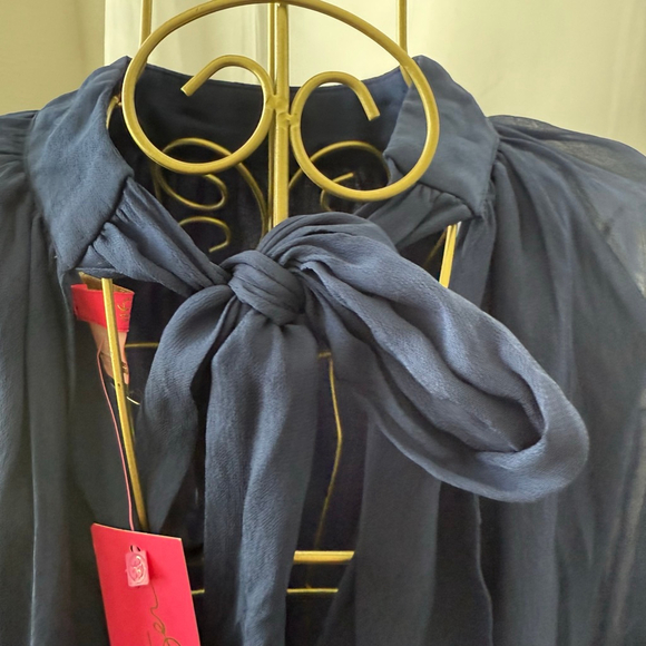 Women's Lilly Pulitzer Long Sleeve Top Size 2 Blue - Picture 6 of 10